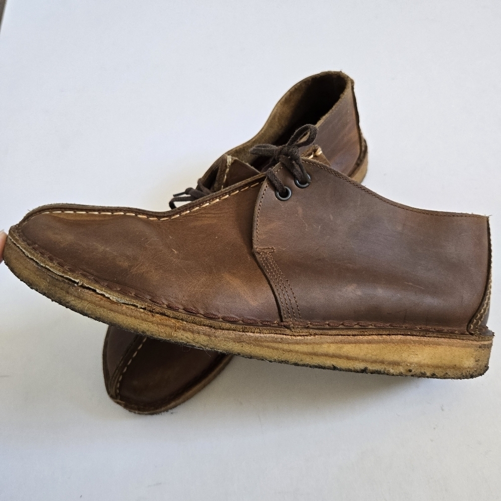 Clarks Desert Trek Brown Beeswax Leather Shoes chukka brown mens 10.5/11